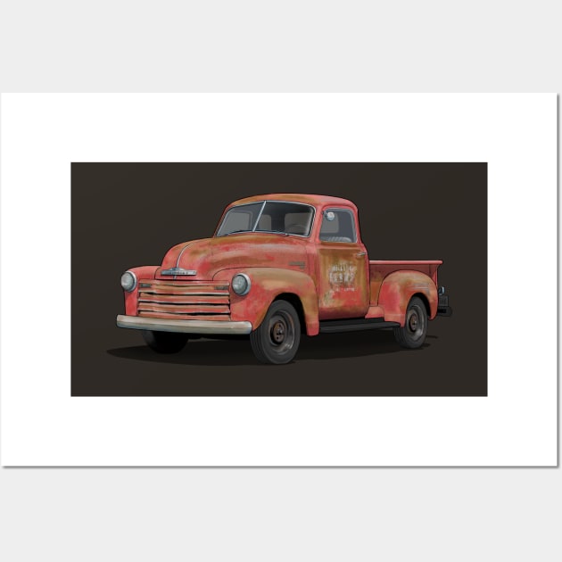 rusty red chevy pick up Wall Art by candcretro